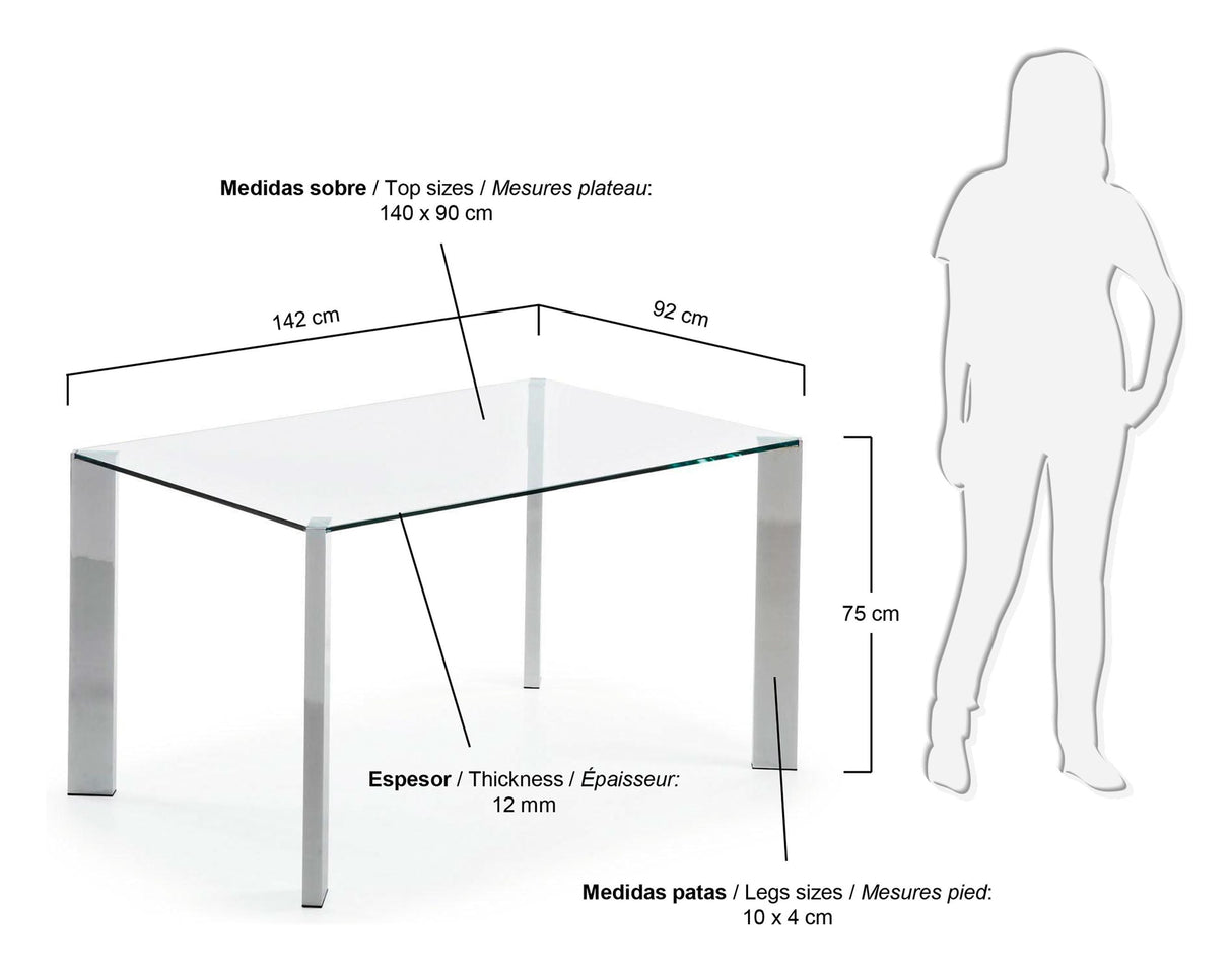 Spot spisebord, herdet glass, 142x92