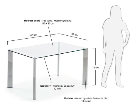 Spot spisebord, herdet glass, 142x92