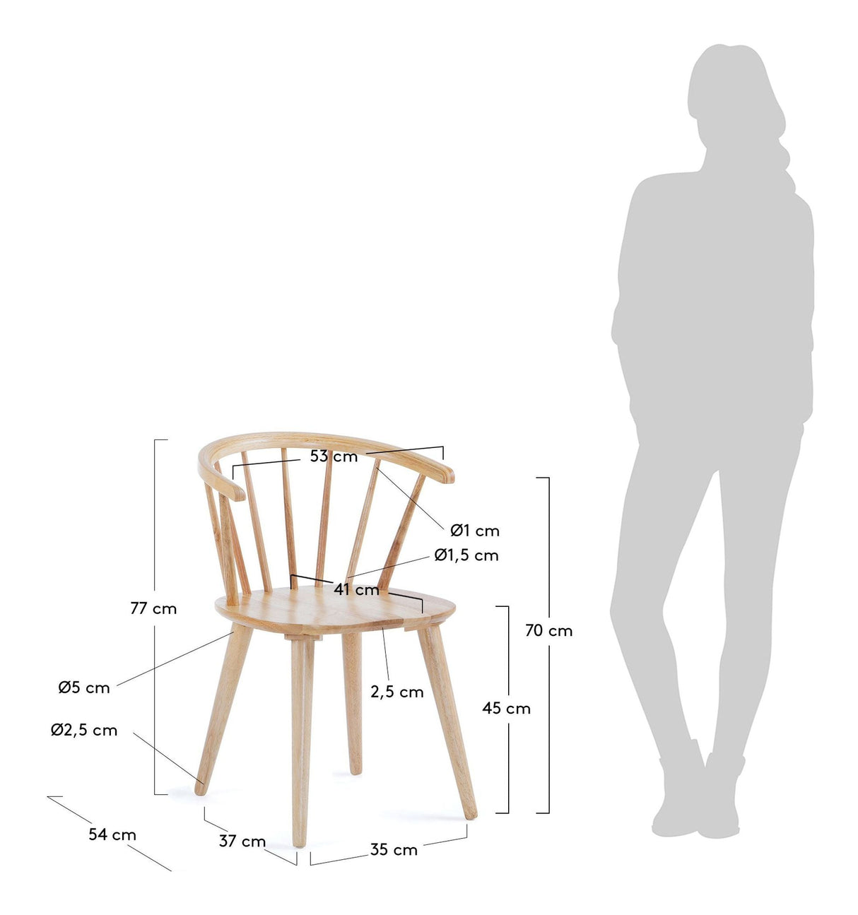 Trise spisestol, naturlig lakk