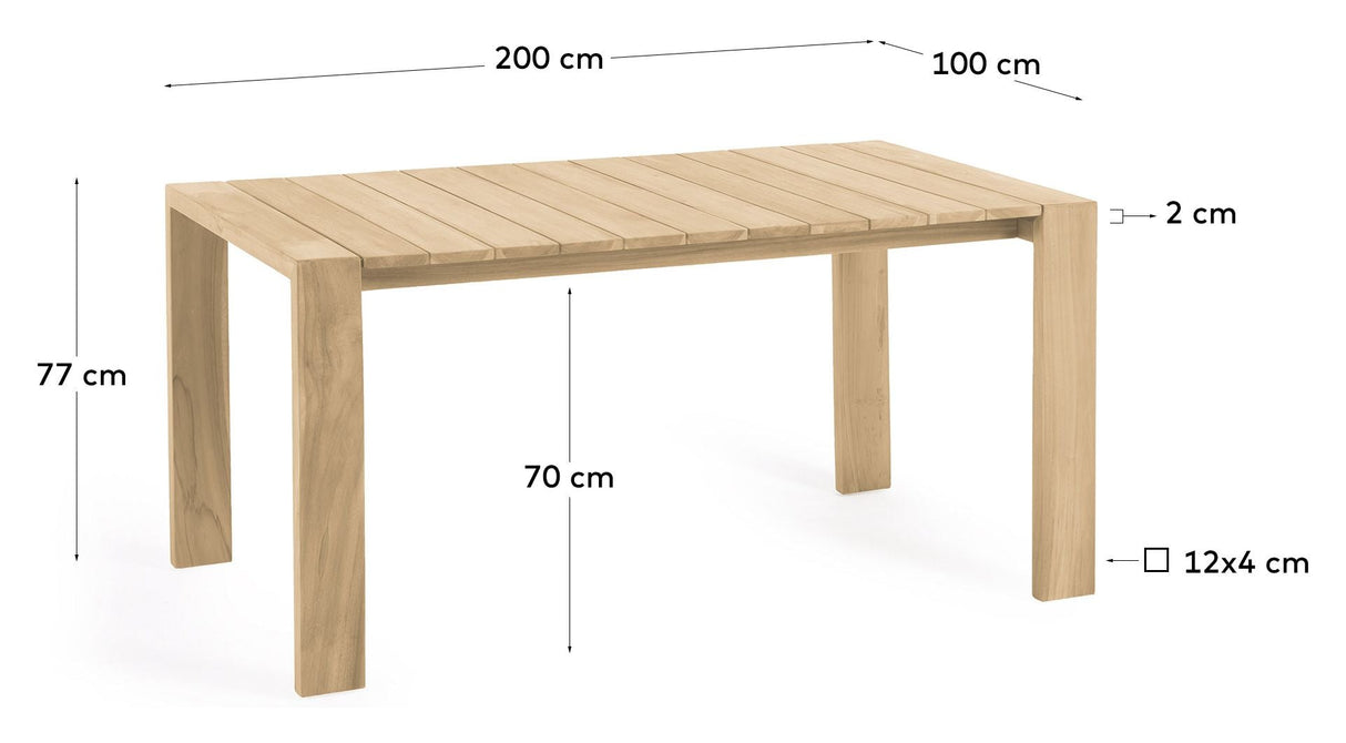 Victoire Garden Table, Solid Teak, 200x100