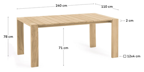 Victoire Garden Table, Solid Teak, 240x110