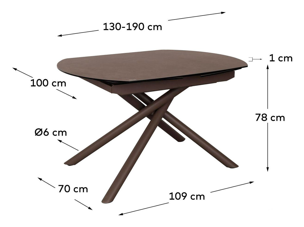 Yodalia utvidbar bord, brun keramikk, 130x100