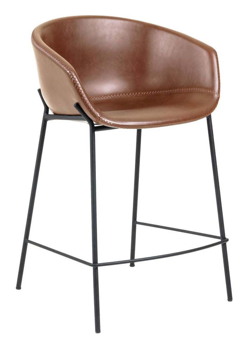 Yvette Barstool, Brown Synthetic Leather, H: 65