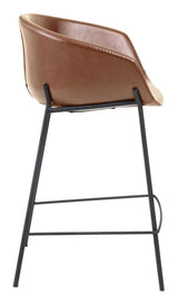 Yvette Barstool, Brown Synthetic Leather, H: 65