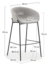 Yvette Barstool, Light Grey, H: 74