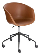 Yvette Office Chair with Wheels, Brown Leatherette