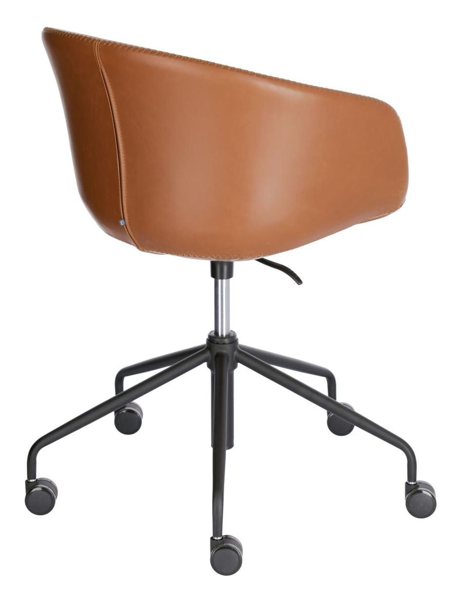 Yvette Office Chair with Wheels, Brown Leatherette