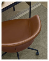 Yvette Office Chair with Wheels, Brown Leatherette