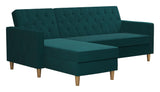 Liberty Sofa Bed with Chaise Longue, Green