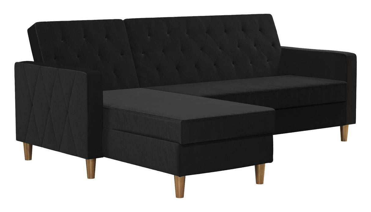 Liberty Sofa Bed with Chaise Longue, Black