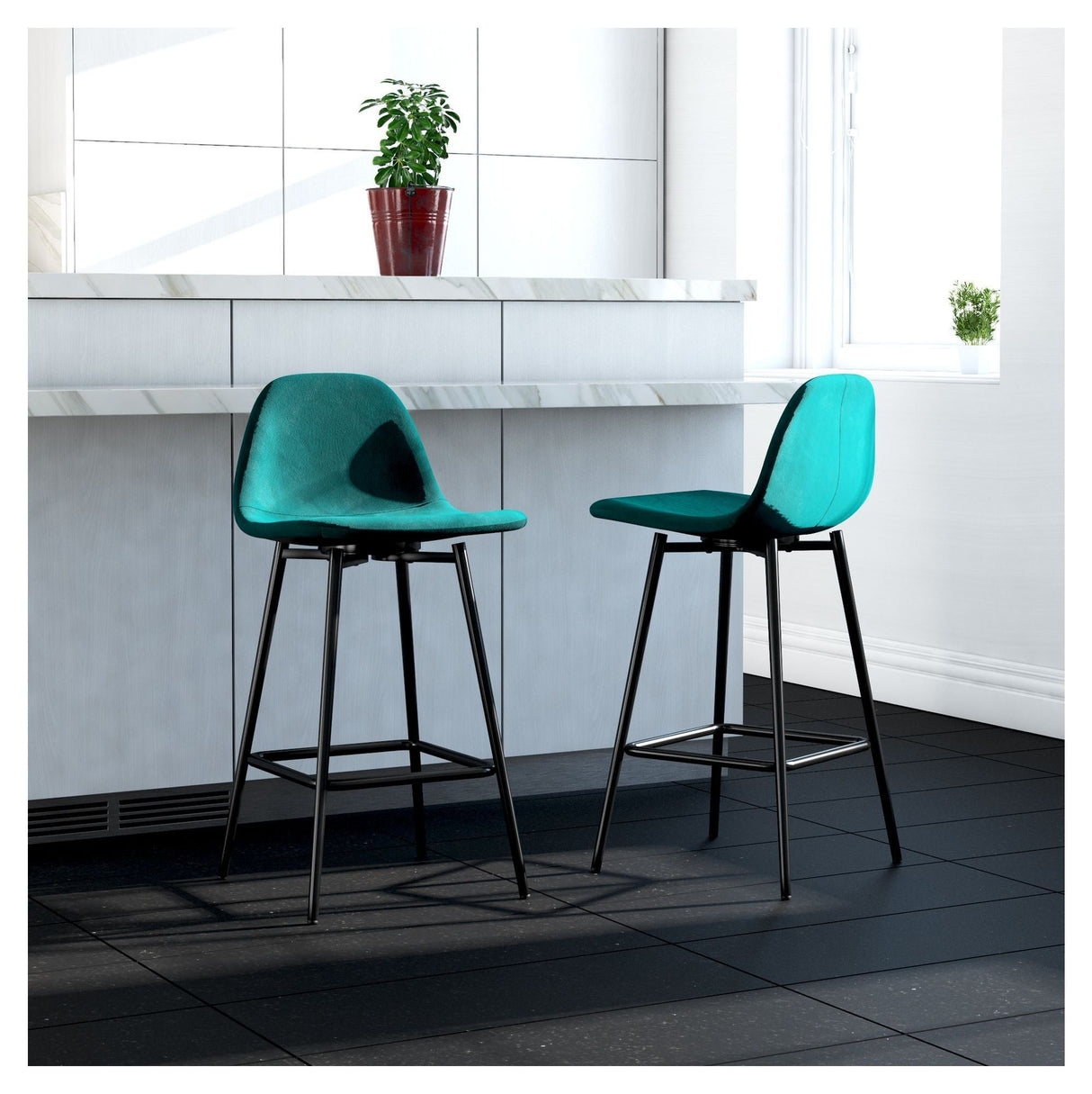 Calvin Padded Bar Chair, Green