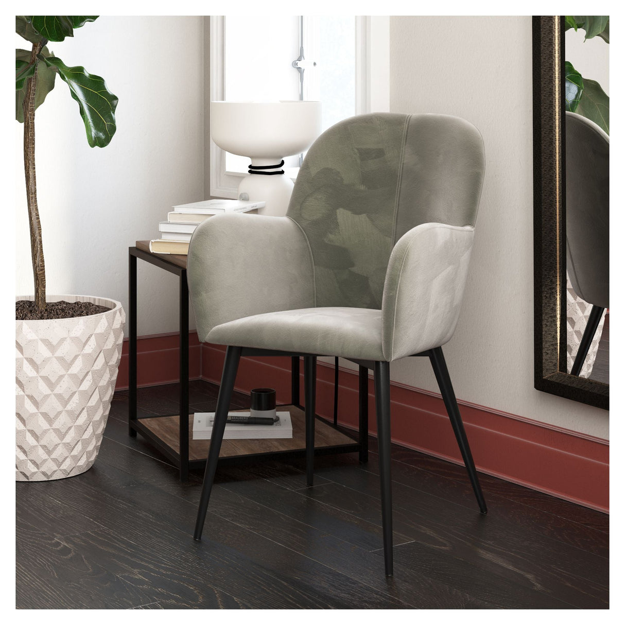 Fallon Lounge Chair, Gray Velvet