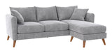 Magnolia 3-seters sofa med puter og reversibel sjesel lang, lysegrå