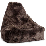 Beanbag-stol, langhåret premium NZ Lambskin, valnøtt