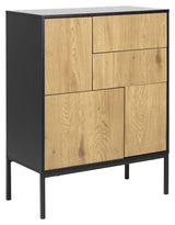 Seaford Sideboard 3 Doors, 2 skuffer, matt svart/papir vill eik