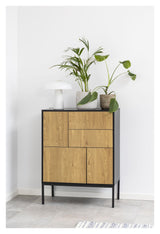 Seaford Sideboard 3 Doors, 2 skuffer, matt svart/papir vill eik