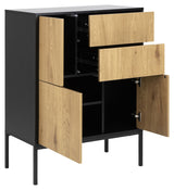 Seaford Sideboard 3 Doors, 2 skuffer, matt svart/papir vill eik