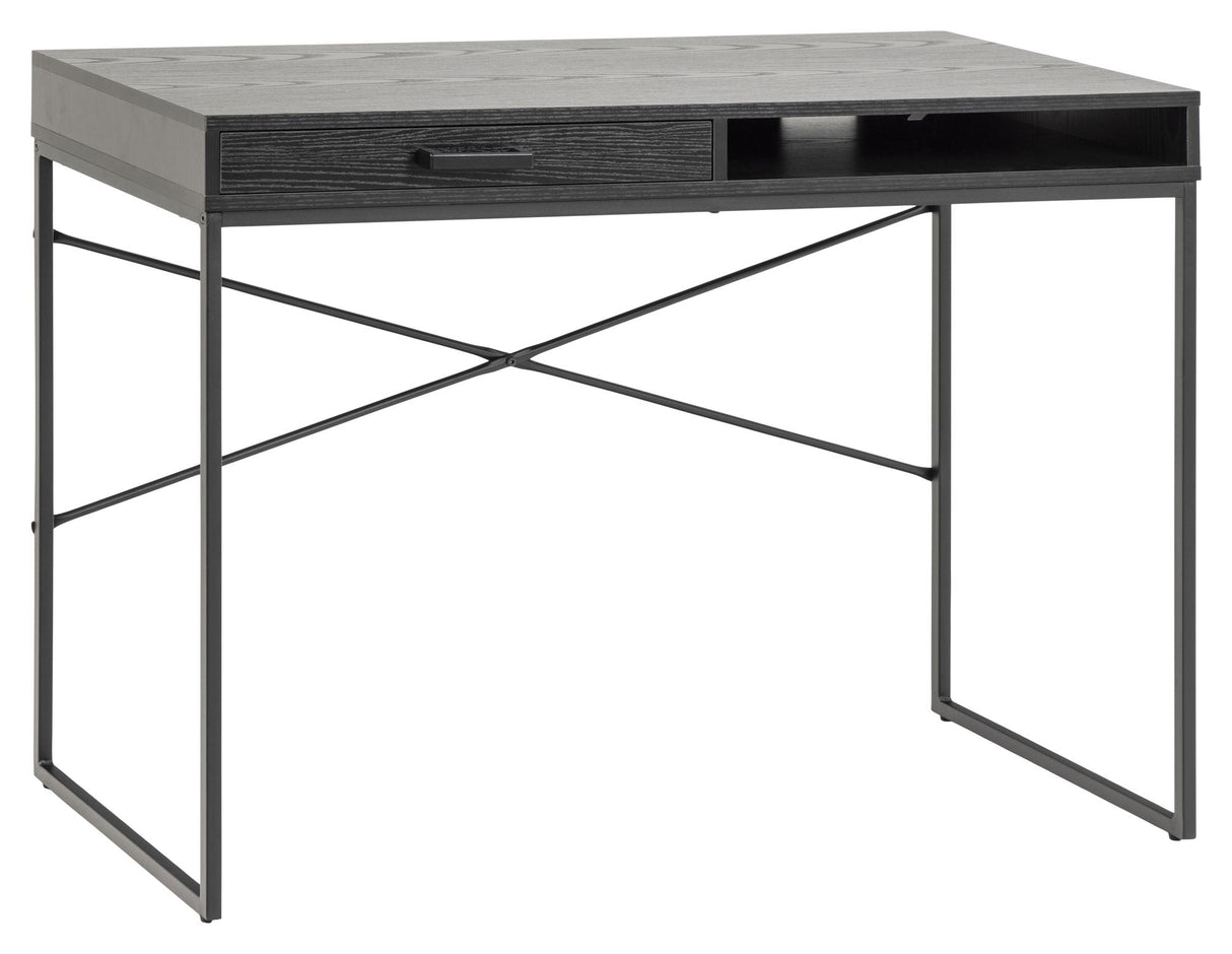 Seaford Desk w. 1 skuff, melamin aske svart