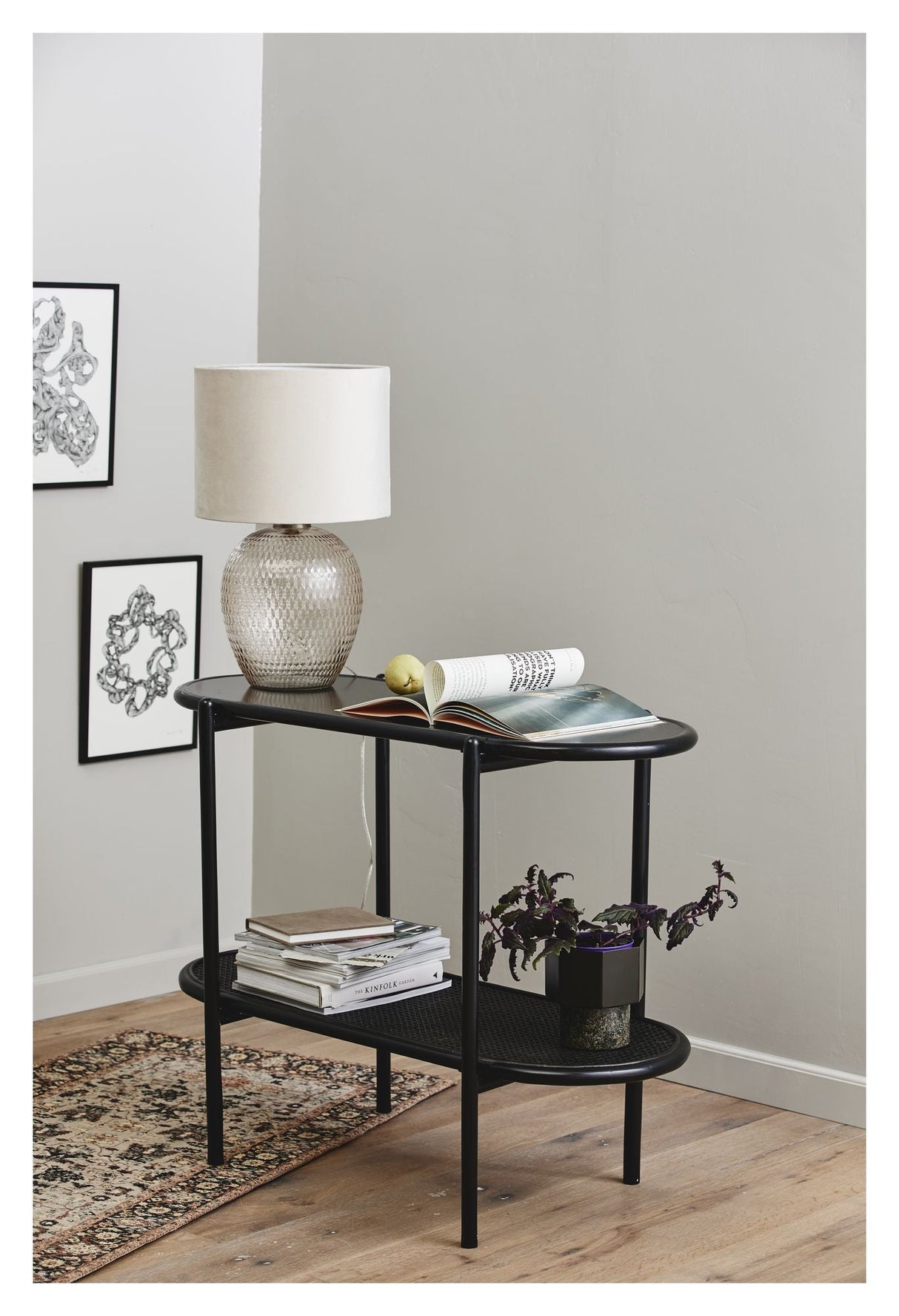 Nordal Chandra Table Lamp Base - blek rosa glass