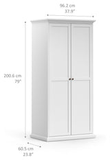 Paris garderobe 200x96 - hvit