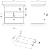 Paris nattbord med 2 skuffer - Mat Grey