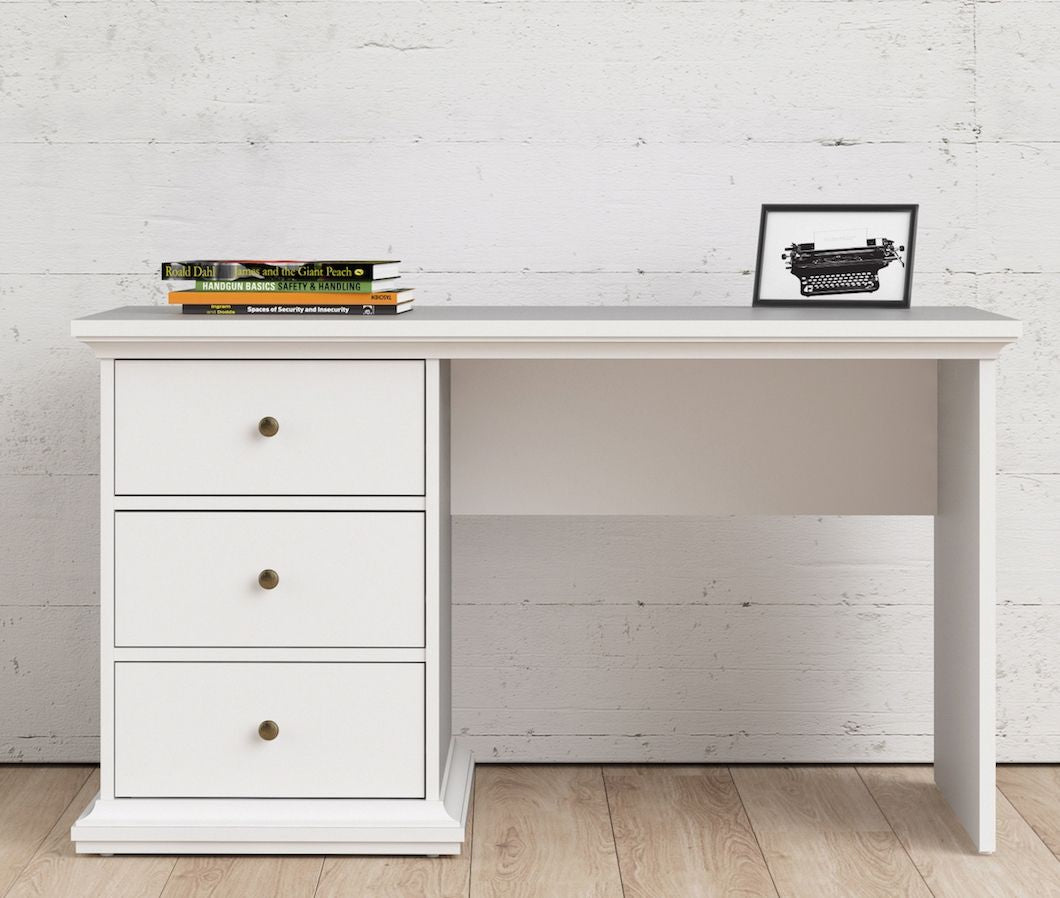 Paris Desk - White W/3 -skuffer