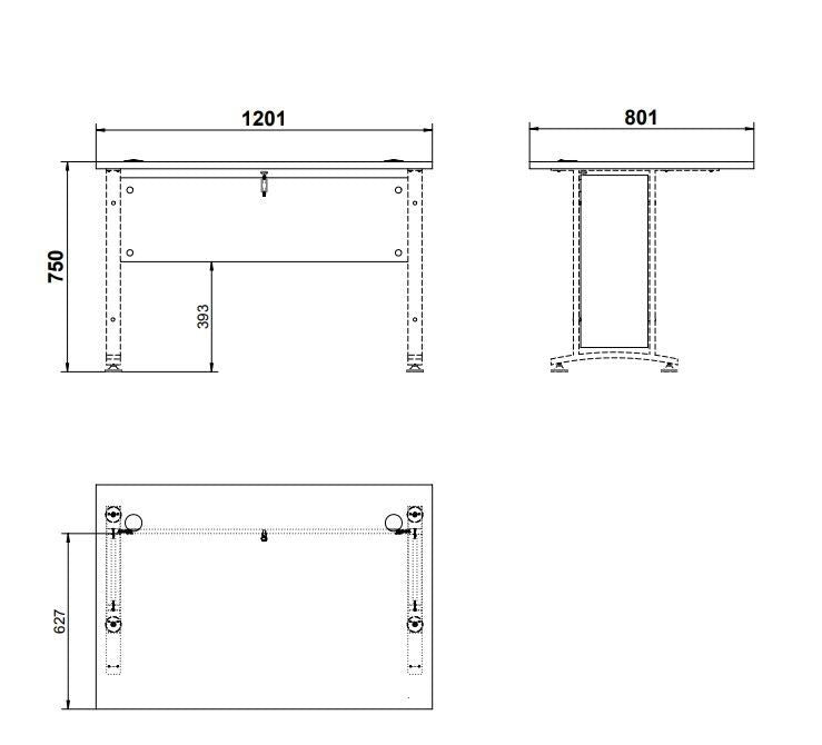 Prima desk - lett tre 120 cm m/metallben