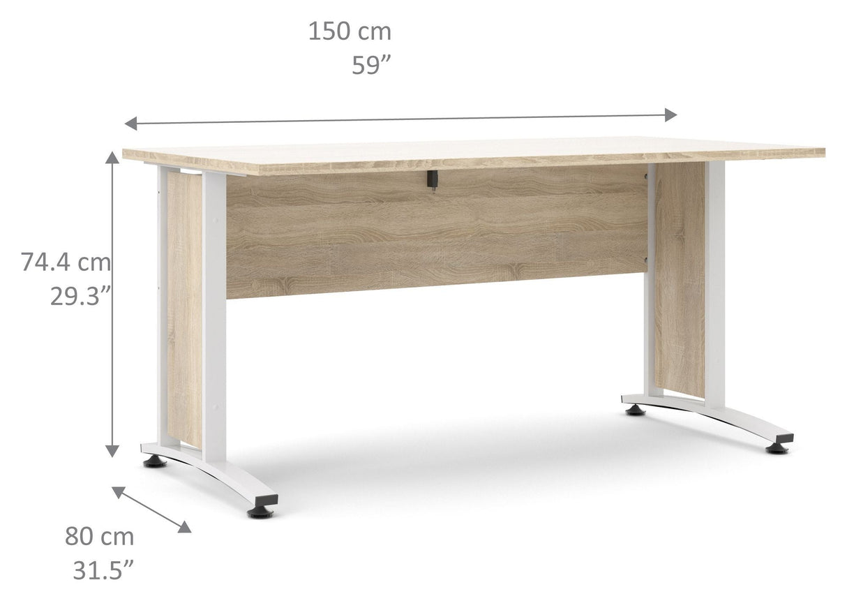 Prima desk - lett tre 150 cm m/hvite ben