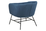 Ramsey Lounge Chair, Navy Blue Fabric/Black Frame