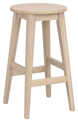 Austin Bar Stool, H65, White Pigmented Oak, SH: 65cm