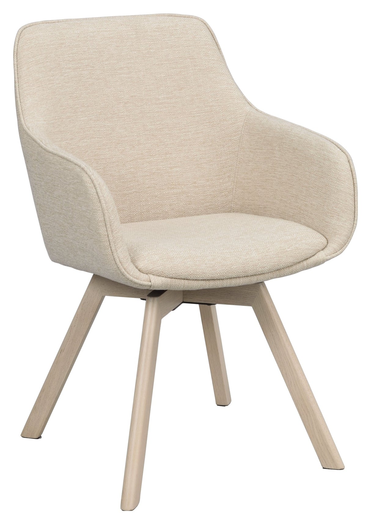 Alison, spisestuestol m/armlener - lys beige/lys eik 