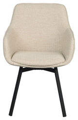 Alison, spisestuestol m/armlener - lys beige/svart 