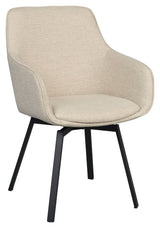 Alison, spisestuestol m/armlener - lys beige/svart 