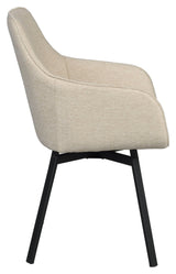 Alison, spisestuestol m/armlener - lys beige/svart 