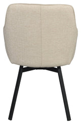 Alison, spisestuestol m/armlener - lys beige/svart 