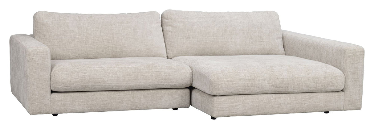 Duncan Sofa 3-seters w. sjesel lang, høyre, lys grå stoff