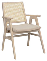 Prestwick lenestol, White Pigm., Rattan, beige stoff