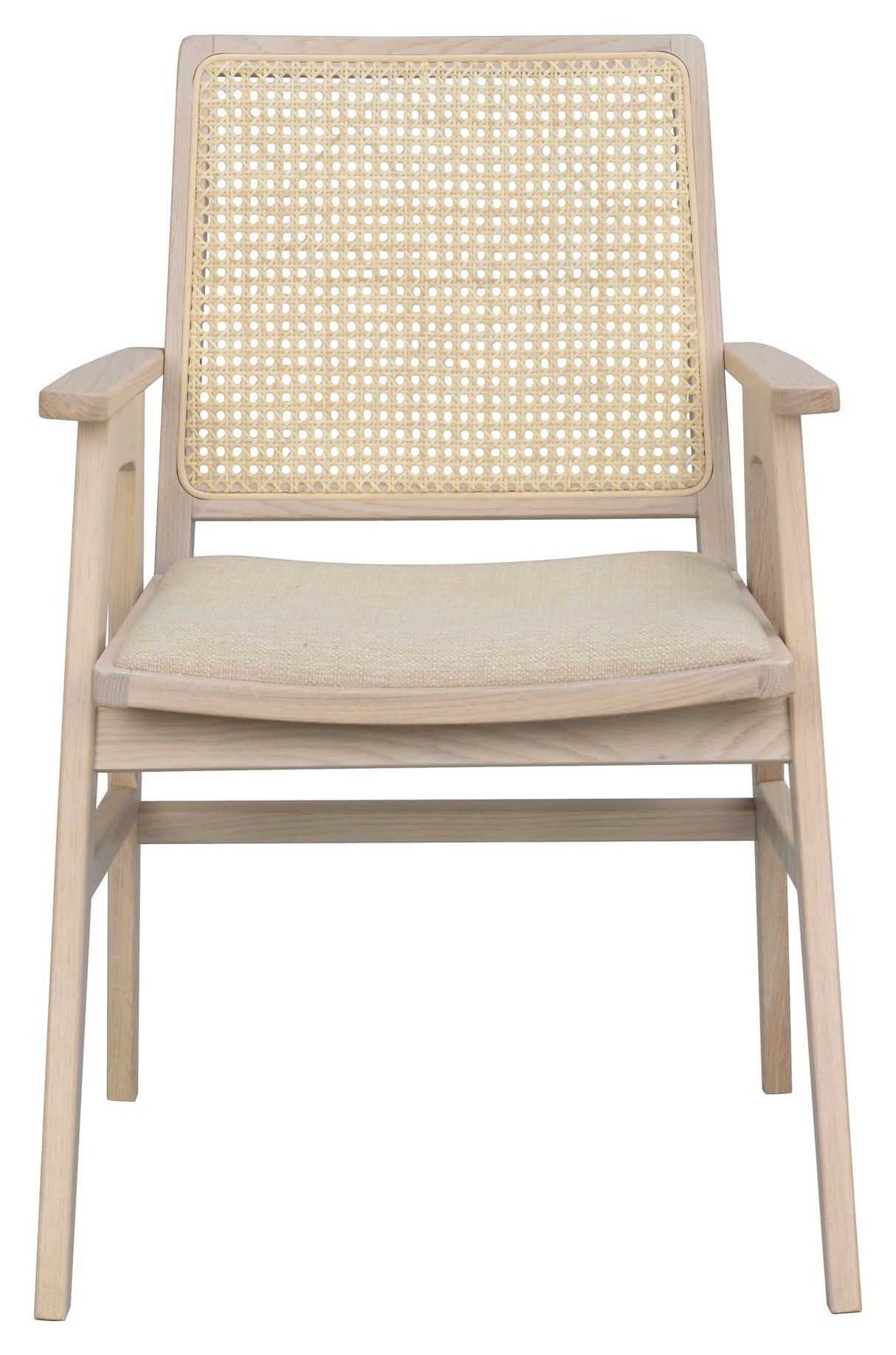 Prestwick lenestol, White Pigm., Rattan, beige stoff