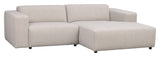 Willard Sofa 3-seters w. Chaise Longue, høyre, lys beige stoff