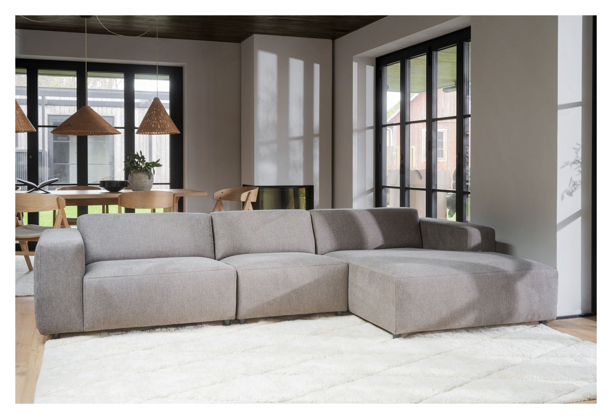 Willard Sofa 4-seters w. Chaise Longue, til høyre, beige stoff