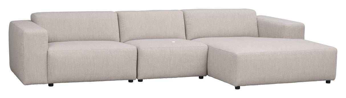 Willard Sofa 4-seters w. Chaise Longue, høyre, lys beige stoff