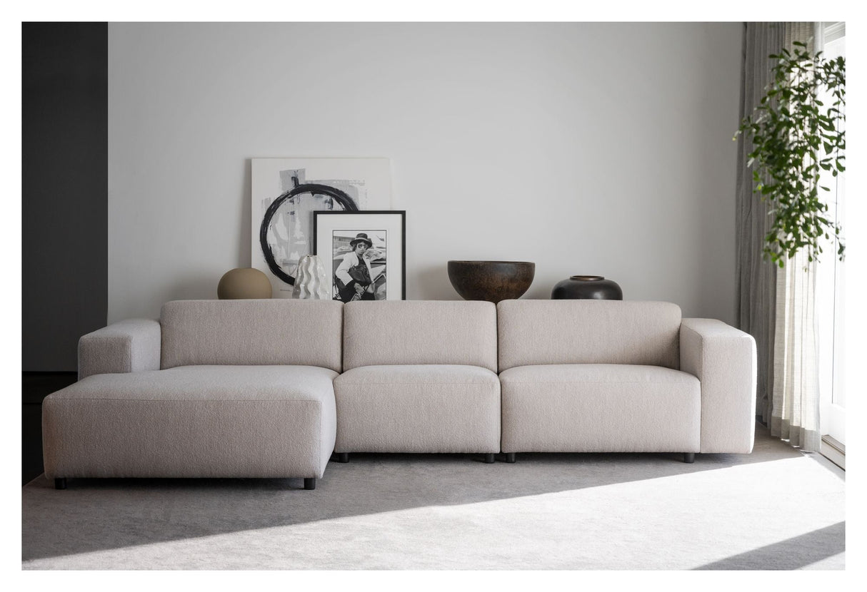 Willard Sofa 4-seters w. sjesel lang, venstre, lett beige stoff