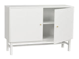 Webster Sideboard, White MDF og Rubber Wood, L.124