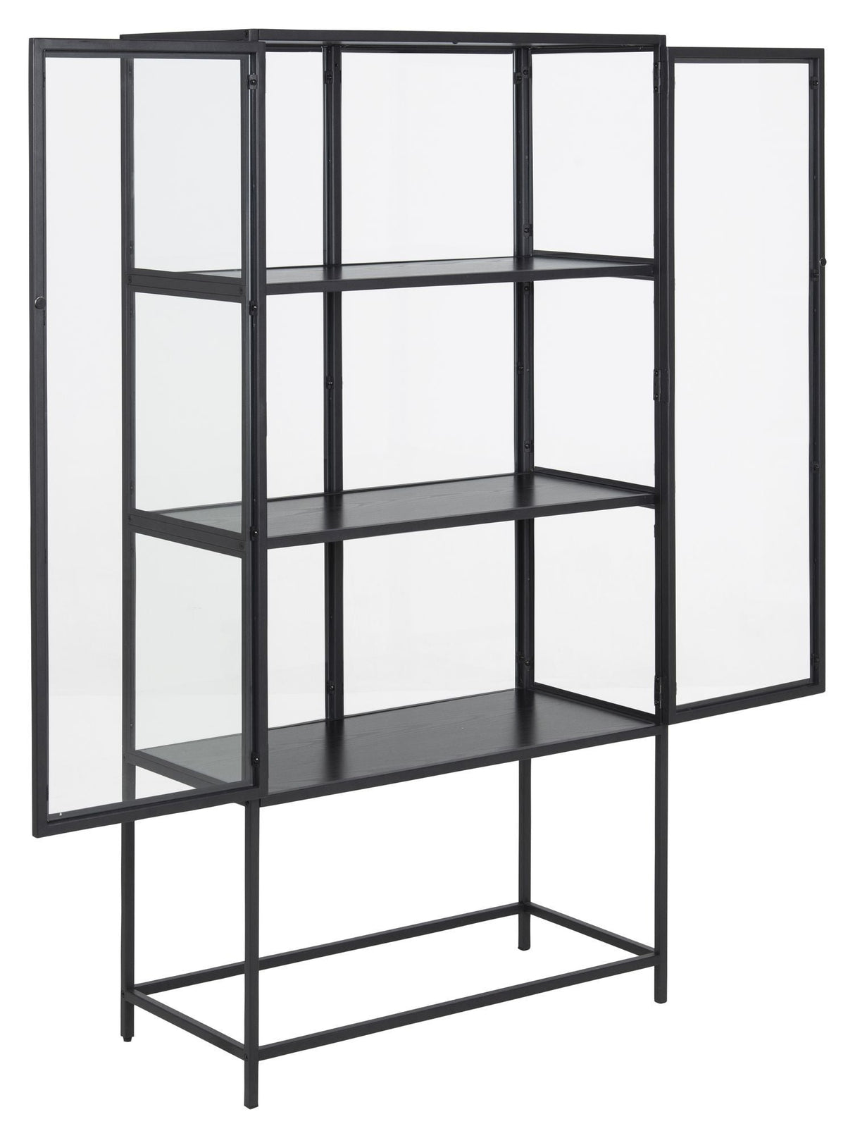 Seaford Vitrine Cabinet, Black Metal