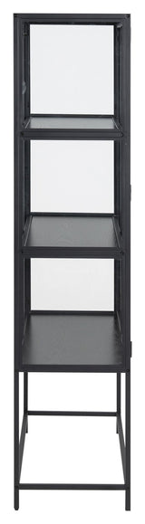 Seaford Vitrine Cabinet, Black Metal