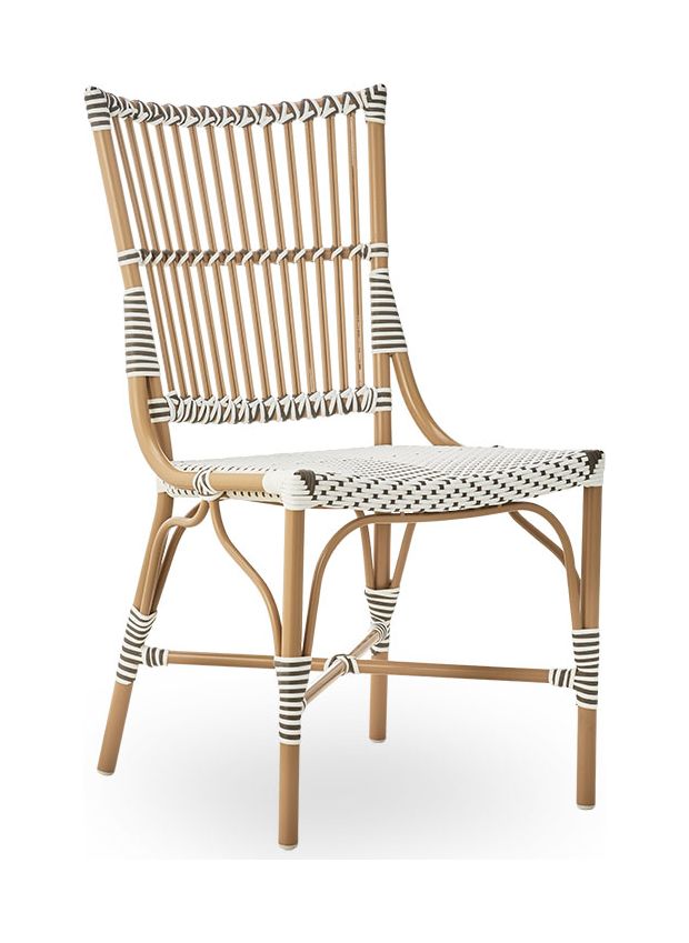 Monique Exterior Café Chair, Alu-Rattan, White/Cappuchino Dot