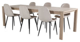 Elegant spisebord w. Forlengelse med 6 polare stoler, beige velour