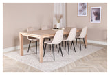 Elegant spisebord w. Forlengelse med 6 polare stoler, beige velour