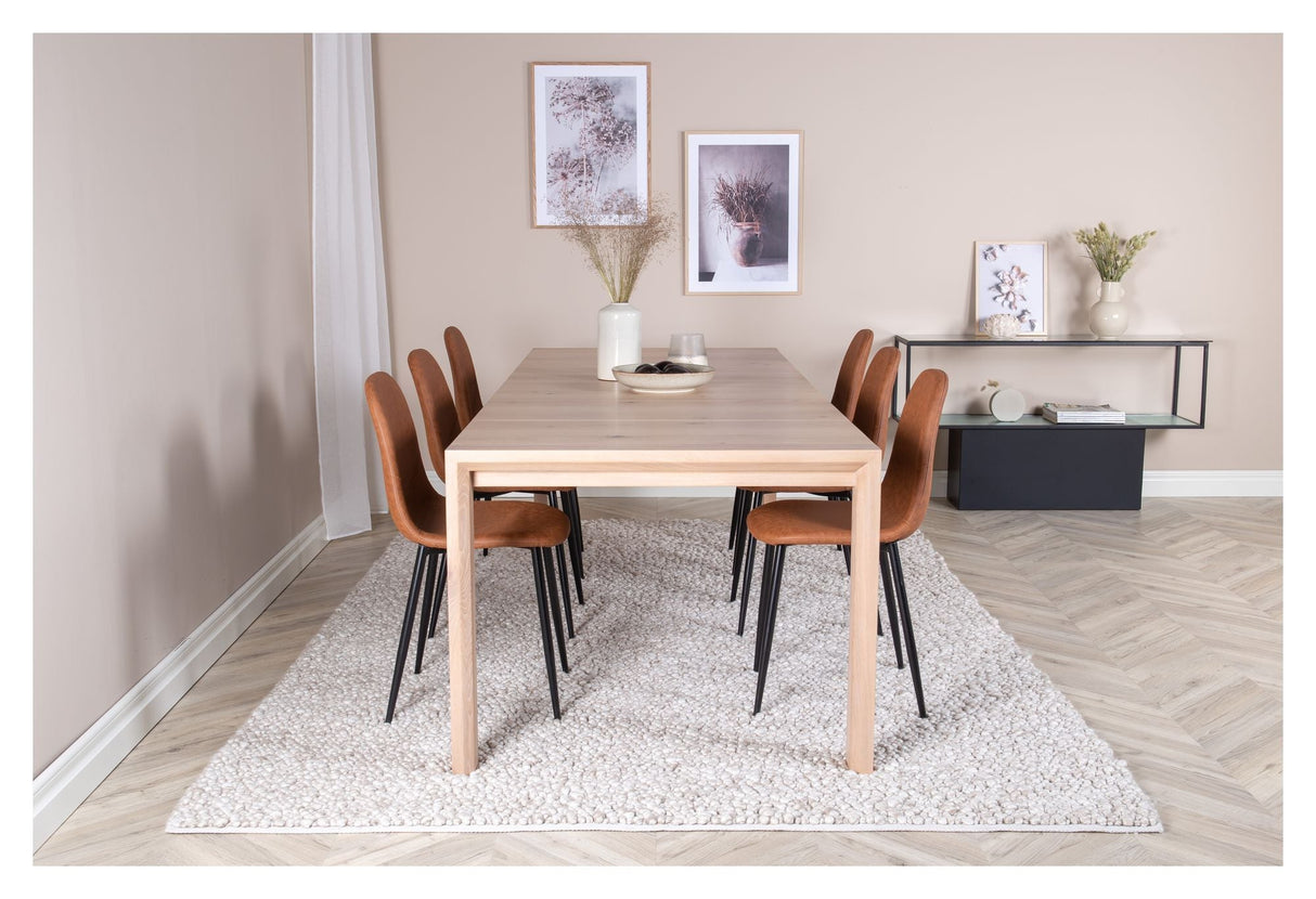 Elegant spisebord med. Forlengelse med 6 polare stoler, brune