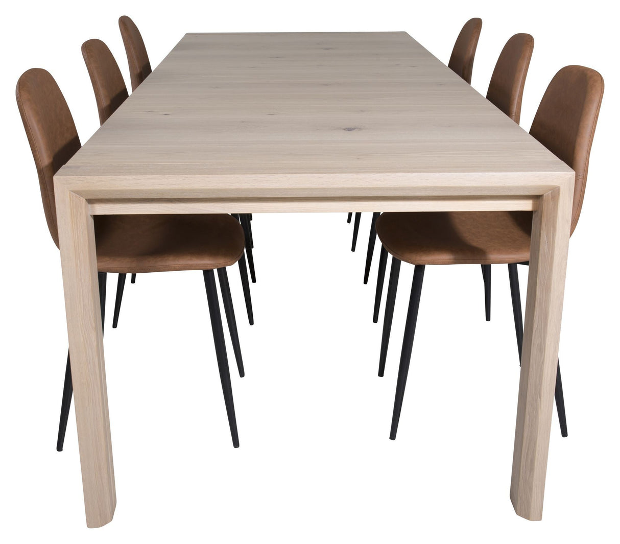 Elegant spisebord med. Forlengelse med 6 polare stoler, brune